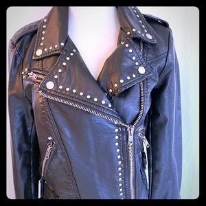 Free People leatherlike motorcycle jacket size XS